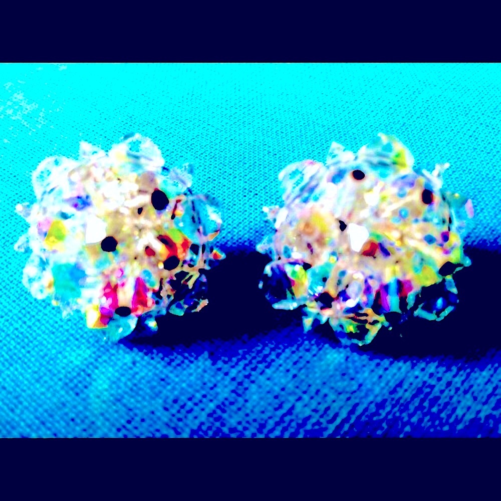Vintage 50’s Crystal Earrings Very Sparkly